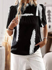 TrendyNewLook - Camisetas holgadas de manga corta con cuello alto y estampado de juntas divididas - Lunar Boutique